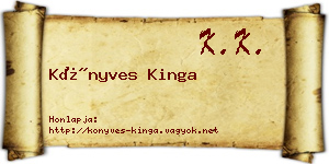 Könyves Kinga névjegykártya
